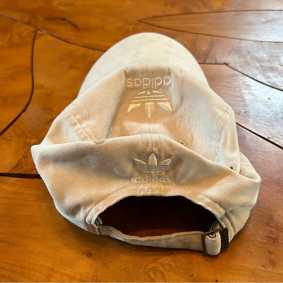 NEW Adidas Trefoil Logo Hat Acid Wash Spellout Strapback Tan Beige Adult - Picture 6 of 8